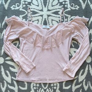 Forever 21 Top Size 2XL Light Pink Baby Pink Off the shoulder long sleeve